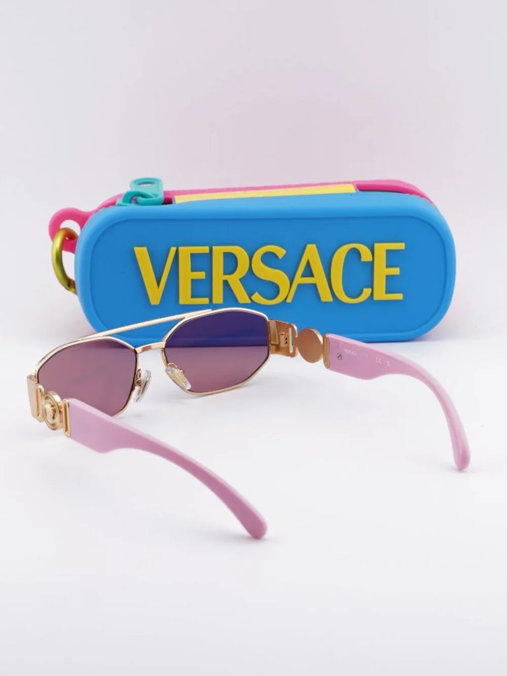 Versace Kids VK2003 10029L Rectangle Sunglasses - Pink/Gold / Pink Mirror